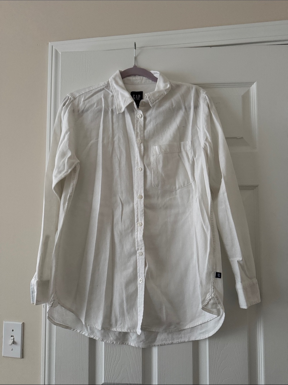GAP Women's White Button-Down Shirt with Chest Pocket